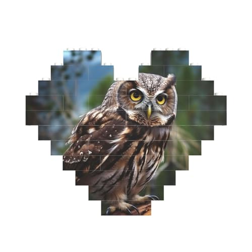 Wilde Eule, Vögel, Baustein-Puzzle, herzförmig, personalisiertes Bild, Puzzle, Foto-Puzzles für Erwachsene, 3D-Mikro-Bausteine für Heimdekoration, Steine-Set Wilde Eule, Vögel, Baustein-Puzzle, herzförmig, personalisiertes Bild, Puzzle, Foto-Puzzles für Erwachsene, 3D-Mikro-Bausteine für Heimdekoration, Steine-Set von BWLHJKE
