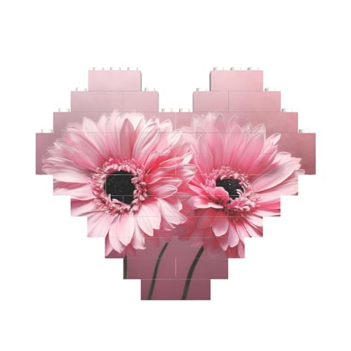 Zwei rosa Blumen-Baustein-Puzzle, herzförmig, personalisiertes Bild, Puzzle, Foto-Puzzles für Erwachsene, 3D-Mikro-Bausteine für Heimdekoration, Steine-Set Zwei rosa Blumen-Baustein-Puzzle, herzförmig, personalisiertes Bild, Puzzle, Foto-Puzzles für Erwachsene, 3D-Mikro-Bausteine für Heimdekoration, Steine-Set von BWLHJKE