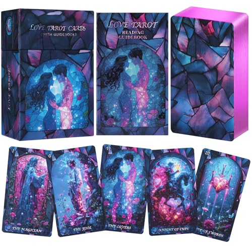 BWTY Best wishes to you Liebes-Tarotkarten mit Leitfaden für Anfänger, originelles einzigartiges neues rosa Tarot-Orakeldeck mit hübschem Goldfolien-Rand, geführte liebevolle Bedeutungen für Anfänger von BWTY Best wishes to you