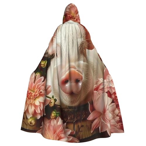 BWWHCCTI Bedruckter Kapuzenumhang mit Blume und Haustier, Unisex, Erwachsene, Halloween, Cosplay, Kostüme, langer Kapuzenmantel von BWWHCCTI