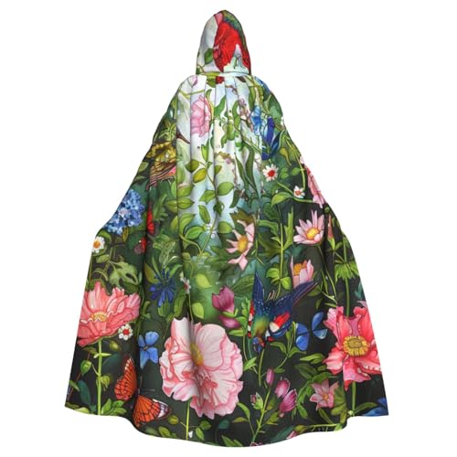 BWWHCCTI Bedruckter Kapuzenumhang mit Garten mit Vögeln und Blumen, Unisex, Erwachsene, Halloween, Cosplay, Kostüme, langer Kapuzenmantel BWWHCCTI Bedruckter Kapuzenumhang mit Garten mit Vögeln und Blumen, Unisex, Erwachsene, Halloween, Cosplay, Kostüme, langer Kapuzenmantel von BWWHCCTI