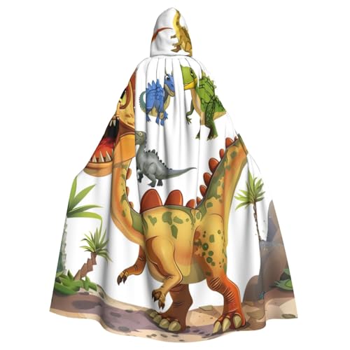 BWWHCCTI Cartoon-Dinosaurier-Bilder, bedruckter Kapuzenumhang für Unisex-Erwachsene, Halloween, Cosplay, Kostüme, langer Kapuzenmantel BWWHCCTI Cartoon-Dinosaurier-Bilder, bedruckter Kapuzenumhang für Unisex-Erwachsene, Halloween, Cosplay, Kostüme, langer Kapuzenmantel von BWWHCCTI