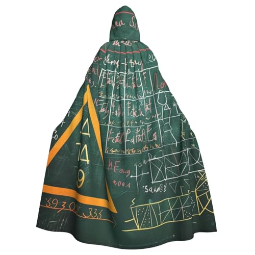 BWWHCCTI Formulas Shapes Theory Math Lektion Word Printed Hooded Cloak for Unisex Adults Halloween Cosplay Costumes Long Hooded Robe Cloak von BWWHCCTI