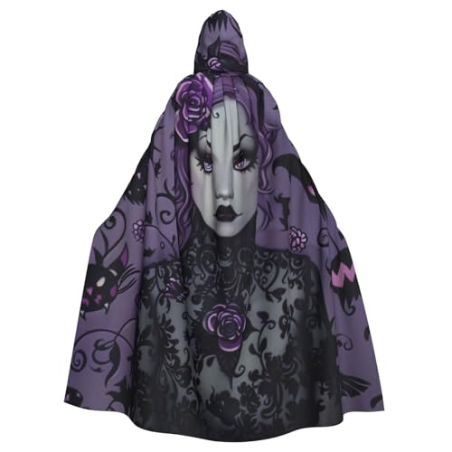 BWWHCCTI Gothic Gruseliger Frauen-Umhang mit Kapuze, bedruckt, für Unisex, Erwachsene, Halloween, Cosplay, Kostüme, langer Kapuzenmantel BWWHCCTI Gothic Gruseliger Frauen-Umhang mit Kapuze, bedruckt, für Unisex, Erwachsene, Halloween, Cosplay, Kostüme, langer Kapuzenmantel von BWWHCCTI