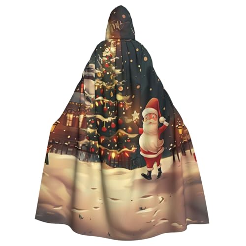 BWWHCCTI Kapuzenumhang mit Aufschrift "Merry Christmas", bedruckt, Unisex, Erwachsene, Halloween, Cosplay, Kostüme, langer Umhang mit Kapuze BWWHCCTI Kapuzenumhang mit Aufschrift "Merry Christmas", bedruckt, Unisex, Erwachsene, Halloween, Cosplay, Kostüme, langer Umhang mit Kapuze von BWWHCCTI