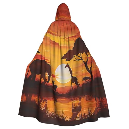 BWWHCCTI Kapuzenumhang mit Elefant und Giraffe im Sonnenuntergang, bedruckt, für Unisex, Erwachsene, Halloween, Cosplay, Kostüme, langer Kapuzenmantel BWWHCCTI Kapuzenumhang mit Elefant und Giraffe im Sonnenuntergang, bedruckt, für Unisex, Erwachsene, Halloween, Cosplay, Kostüme, langer Kapuzenmantel von BWWHCCTI