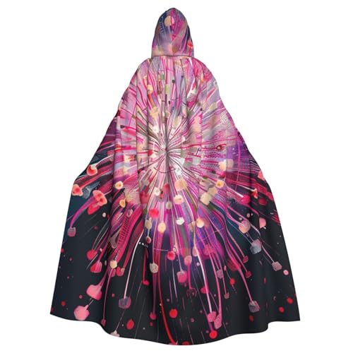 BWWHCCTI Kapuzenumhang mit Feuerwerkskunstdruck, Unisex, Erwachsene, Halloween, Cosplay, Kostüme, langer Umhang mit Kapuze von BWWHCCTI
