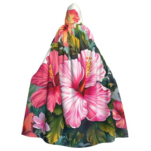 BWWHCCTI Kapuzenumhang mit Hibiskusblumen, bedruckt, für Unisex, Erwachsene, Halloween, Cosplay, Kostüme, langer Kapuzenmantel BWWHCCTI Kapuzenumhang mit Hibiskusblumen, bedruckt, für Unisex, Erwachsene, Halloween, Cosplay, Kostüme, langer Kapuzenmantel von BWWHCCTI