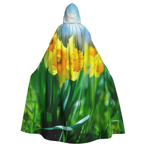 BWWHCCTI Kapuzenumhang mit Narzissen-Blumen-Druck, für Unisex, Erwachsene, Halloween, Cosplay, Kostüme, langer Kapuzenmantel BWWHCCTI Kapuzenumhang mit Narzissen-Blumen-Druck, für Unisex, Erwachsene, Halloween, Cosplay, Kostüme, langer Kapuzenmantel von BWWHCCTI