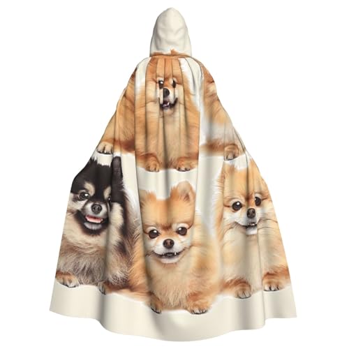 BWWHCCTI Kapuzenumhang mit Pomeranian-Muster, für Unisex, Erwachsene, Halloween, Cosplay, Kostüme, langer Kapuzenmantel BWWHCCTI Kapuzenumhang mit Pomeranian-Muster, für Unisex, Erwachsene, Halloween, Cosplay, Kostüme, langer Kapuzenmantel von BWWHCCTI