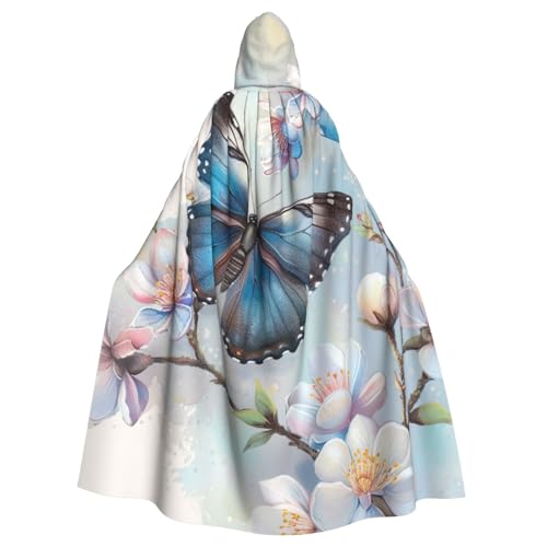 BWWHCCTI Kapuzenumhang mit Schmetterling und Blüte, bedruckt, für Unisex, Erwachsene, Halloween, Cosplay, Kostüme, langer Kapuzenmantel BWWHCCTI Kapuzenumhang mit Schmetterling und Blüte, bedruckt, für Unisex, Erwachsene, Halloween, Cosplay, Kostüme, langer Kapuzenmantel von BWWHCCTI