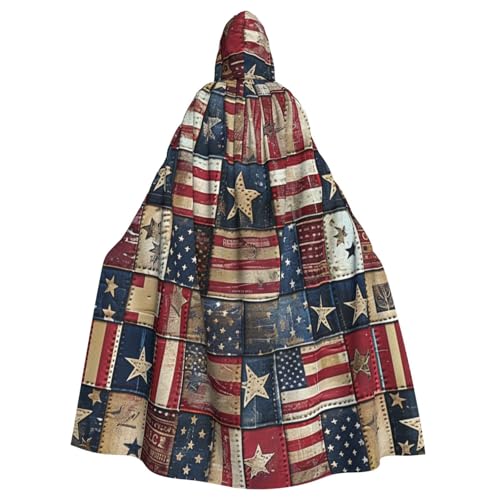 BWWHCCTI Kapuzenumhang mit USA-Flagge, Patchwork, bedruckt, für Unisex, Erwachsene, Halloween, Cosplay, Kostüme, langer Kapuzenmantel BWWHCCTI Kapuzenumhang mit USA-Flagge, Patchwork, bedruckt, für Unisex, Erwachsene, Halloween, Cosplay, Kostüme, langer Kapuzenmantel von BWWHCCTI