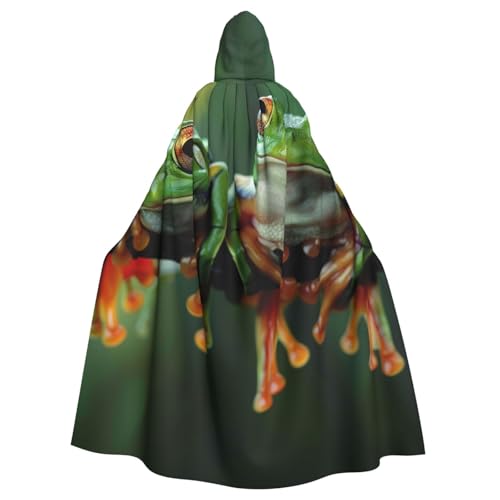 BWWHCCTI Kapuzenumhang mit lustiger Frösche, Unisex, Erwachsene, Halloween, Cosplay, Kostüme, langer Kapuzenmantel von BWWHCCTI