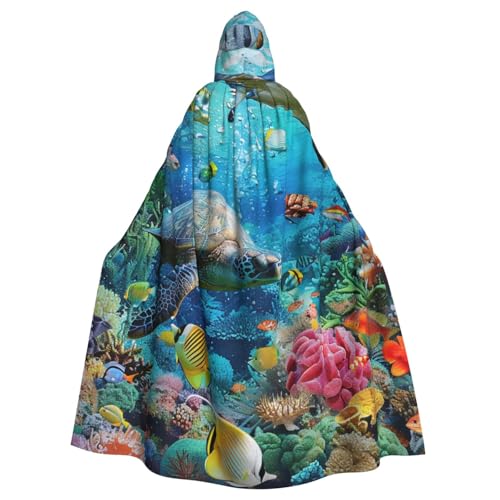 BWWHCCTI Kapuzenumhang mit tropischem Meeresfisch, Schildkröte, Wale, bedruckt, für Unisex, Erwachsene, Halloween, Cosplay, Kostüme, langer Kapuzenmantel BWWHCCTI Kapuzenumhang mit tropischem Meeresfisch, Schildkröte, Wale, bedruckt, für Unisex, Erwachsene, Halloween, Cosplay, Kostüme, langer Kapuzenmantel von BWWHCCTI