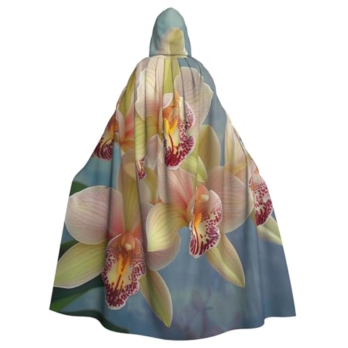 BWWHCCTI Orchideen bedruckter Kapuzenumhang für Unisex-Erwachsene, Halloween, Cosplay, Kostüme, langer Kapuzenmantel BWWHCCTI Orchideen bedruckter Kapuzenumhang für Unisex-Erwachsene, Halloween, Cosplay, Kostüme, langer Kapuzenmantel von BWWHCCTI