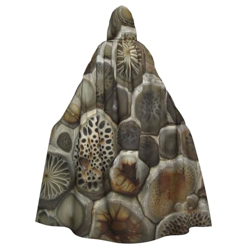 BWWHCCTI Petoskey Kapuzenumhang mit Steindruck, Unisex, Erwachsene, Halloween, Cosplay, Kostüme, langer Kapuzenmantel von BWWHCCTI