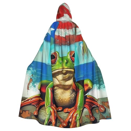 BWWHCCTI Puerto Rico-Flagge, Frosch, Palmen, bedruckter Kapuzenumhang für Unisex-Erwachsene, Halloween, Cosplay, Kostüme, langer Kapuzenmantel BWWHCCTI Puerto Rico-Flagge, Frosch, Palmen, bedruckter Kapuzenumhang für Unisex-Erwachsene, Halloween, Cosplay, Kostüme, langer Kapuzenmantel von BWWHCCTI
