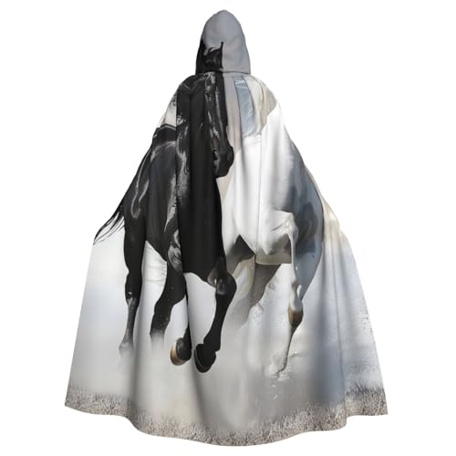 BWWHCCTI Schwarzer und weißer Kapuzenumhang mit Pferden für Erwachsene, Unisex, Erwachsene, Halloween, Cosplay, Kostüme, langer Kapuzenmantel BWWHCCTI Schwarzer und weißer Kapuzenumhang mit Pferden für Erwachsene, Unisex, Erwachsene, Halloween, Cosplay, Kostüme, langer Kapuzenmantel von BWWHCCTI
