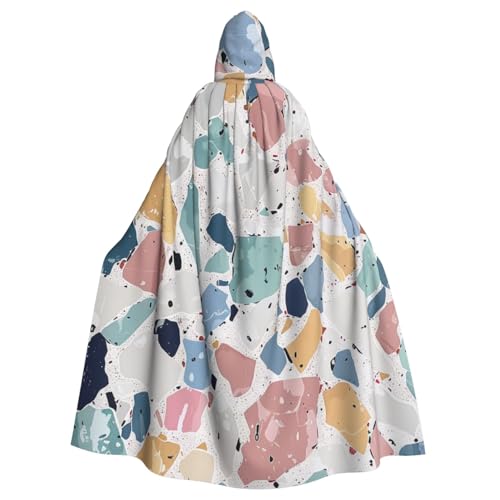 BWWHCCTI Terrazzo Kapuzenumhang mit Marmor, Pastell-Druck, für Unisex, Erwachsene, Halloween, Cosplay, Kostüme, langer Kapuzenmantel BWWHCCTI Terrazzo Kapuzenumhang mit Marmor, Pastell-Druck, für Unisex, Erwachsene, Halloween, Cosplay, Kostüme, langer Kapuzenmantel von BWWHCCTI