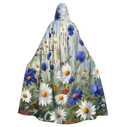 BWWHCCTI Umhang mit wilden Blumen und Kornblumen, Gänseblümchen, kunstbedruckter Kapuzenumhang für Unisex-Erwachsene, Halloween, Cosplay, Kostüme, langer Kapuzenmantel BWWHCCTI Umhang mit wilden Blumen und Kornblumen, Gänseblümchen, kunstbedruckter Kapuzenumhang für Unisex-Erwachsene, Halloween, Cosplay, Kostüme, langer Kapuzenmantel von BWWHCCTI