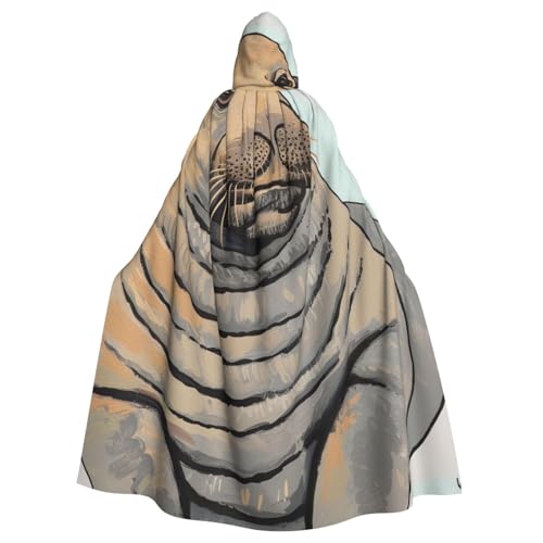 BWWHCCTI Walrus Art bedruckter Kapuzenumhang für Unisex-Erwachsene, Halloween, Cosplay, Kostüme, langer Kapuzenmantel BWWHCCTI Walrus Art bedruckter Kapuzenumhang für Unisex-Erwachsene, Halloween, Cosplay, Kostüme, langer Kapuzenmantel von BWWHCCTI
