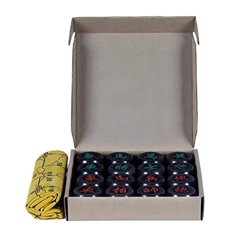 Chinesisches Schachspiel, Brettspiele Xiangqi mit Lederbrett, 2 Spieler(Black,6cm) von BXHouP-BaiZTM