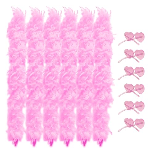 BXVXWKJXKR Bunte Federboas mit Herz-Sonnenbrille, Partygeschenk, Karneval, 6 Stück BXVXWKJXKR Bunte Federboas mit Herz-Sonnenbrille, Partygeschenk, Karneval, 6 Stück von BXVXWKJXKR