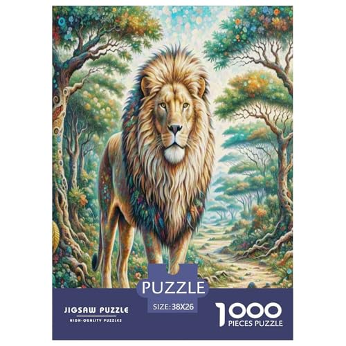 Afrikanischer Löwe Puzzles 1000 Teile Schwer Puzzle Spielzeug Pädagogisches Spiel Impossible Herausforderungsspielzeug Für Erwachsene Und Kinder Ab 14 Jahren 38x26cm/1000pcs von BXYAFEKUD