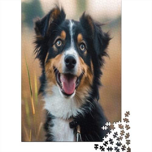 Australischer Schäferhund 1000 Teile, Impossible Puzzle,Geschicklichkeitsspiel Für Die Ganze Familie, Erwachsenenpuzzle Ab 14 Jahren Puzzel 1000pcs (75x50cm) von BXYAFEKUD