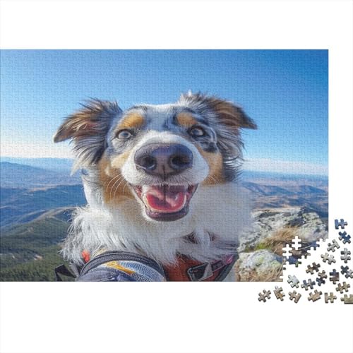 Australischer Schäferhund 1000 Teile,Impossible Puzzle,Geschicklichkeitsspiel Für Die Ganze Familie, Erwachsenen Puzzlespiel Puzzel 1000pcs (75x50cm) von BXYAFEKUD