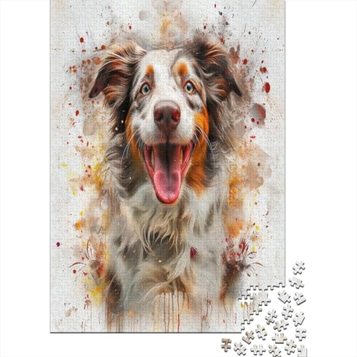 Australischer Schäferhund Puzzle 1000 Teile Erwachsener Kniffel Spaß Für Die Ganze Familie - Abwechslungsreiche 1000 Puzzleteilige Motive Puzzle Erwachsene, Puzzel 1000pcs (75x50cm) von BXYAFEKUD