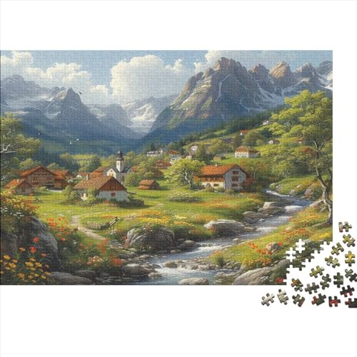 Berghütte 1000 Stück Puzzles Für Erwachsene Teenager Stress Abbauen Familien-Puzzlespiel 1000-teiliges Puzzle Kinder Lernspiel Spielzeug Geschenk Puzzel 1000pcs (75x50cm) von BXYAFEKUD