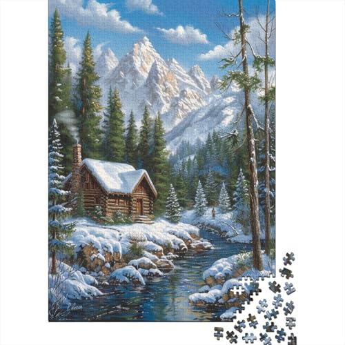 Berghütte Puzzle 1000 Teile,für Erwachsene, Impossible Puzzle,farbenfrohes Legespiel,Geschicklichkeitsspiel Für Die Ganze Familie,Erwachsenenpuzzle Puzzel 1000pcs (75x50cm) von BXYAFEKUD
