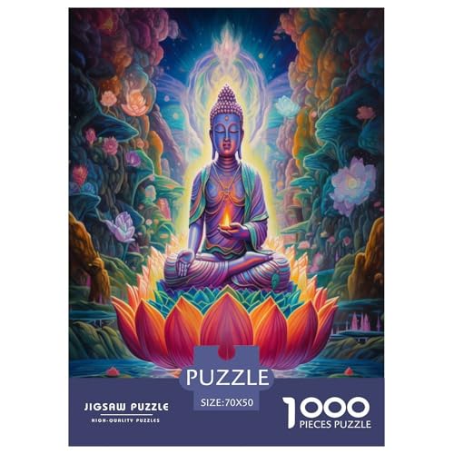 Buddha-Statue Puzzle 1000 Teile Schwer Puzzle Spielzeug Lernspiel Impossible Herausforderungsspielzeug Für Erwachsene Kinder 70x50cm/1000pcs von BXYAFEKUD