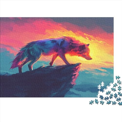 Bunter Wolf Puzzle 1000 Teile Puzzles Für Erwachsene Lernspiel Herausforderungsspielzeug 1000-teilige Puzzlespiel Für Erwachsene Kinder Puzzel 1000pcs (75x50cm) von BXYAFEKUD