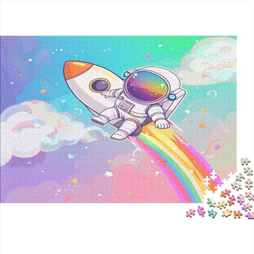 Cartoon Astronaut 1000 Stück Puzzles Für Erwachsene Teenager Stress Abbauen Familien-Puzzlespiel 1000-teiliges Puzzle Kinder Lernspiel Spielzeug Geschenk Puzzel 1000pcs (75x50cm) von BXYAFEKUD