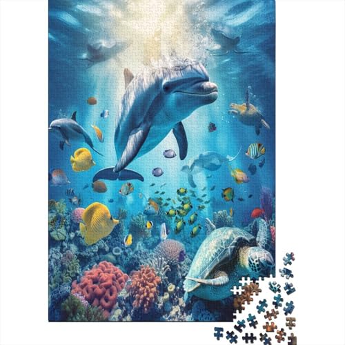 Delphin Puzzle 1000 Teile Puzzles Für Erwachsene Klassische Puzzles 1000 Teile Erwachsene Puzzlespiel Erwachsene 1000 Teile Erwachsenen Puzzlespiel Puzzel 1000pcs (75x50cm) von BXYAFEKUD
