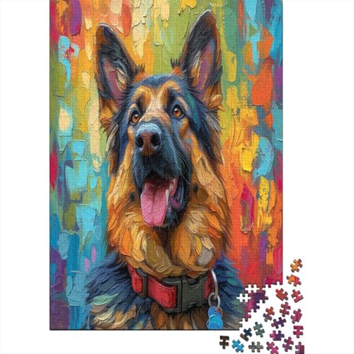 Deutscher Schäferhund Hund 1000 Stück Puzzles Für Erwachsene Teenager Stress Abbauen Familien-Puzzlespiel Mit Poster in 1000-teiliges Puzzle Kinder Lernspiel Spielzeug Puzzel 1000pcs (75x50cm) von BXYAFEKUD