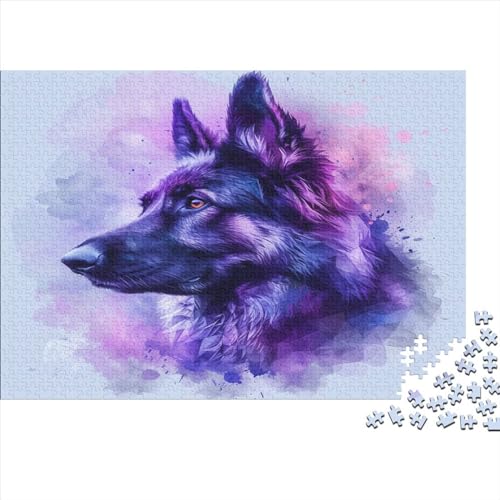 Deutscher Schäferhund Hund 1000 Stück Puzzles Für Erwachsene Teenager Stress Abbauen Familien-Puzzlespiel Mit Poster in 1000-teiliges Puzzle Kinder Lernspiel Spielzeug Puzzel 1000pcs (75x50cm) von BXYAFEKUD