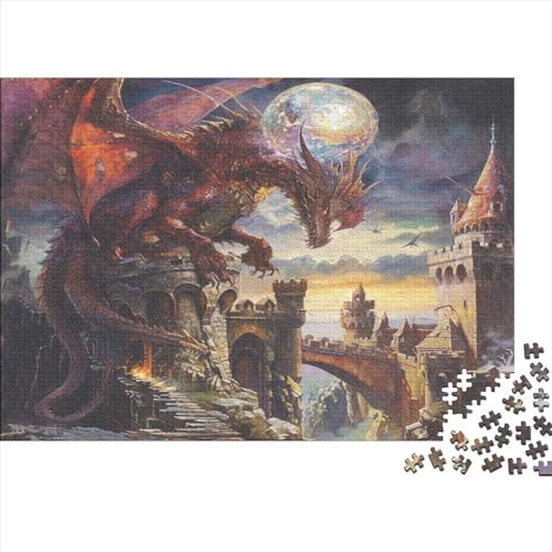 Drache 1000 Teile, Impossible Puzzle,Geschicklichkeitsspiel Für Die Ganze Familie, Erwachsenenpuzzle Ab 14 Jahren Puzzel 1000pcs (75x50cm) von BXYAFEKUD