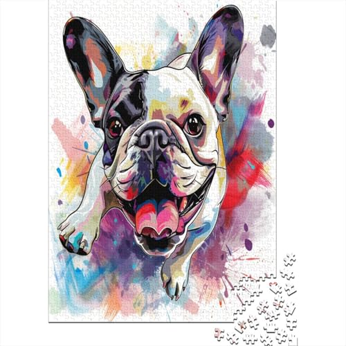 Französische Bulldogge 1000 Stück Puzzles Für Erwachsene Teenager Stress Abbauen Familien-Puzzlespiel 1000-teiliges Puzzle Kinder Lernspiel Spielzeug Geschenk Puzzel 1000pcs (75x50cm) von BXYAFEKUD