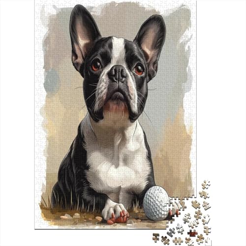 Französische Bulldogge 1000 Teile, Impossible Puzzle,Geschicklichkeitsspiel Für Die Ganze Familie, Erwachsenenpuzzle Ab 14 Jahren Puzzel 1000pcs (75x50cm) von BXYAFEKUD