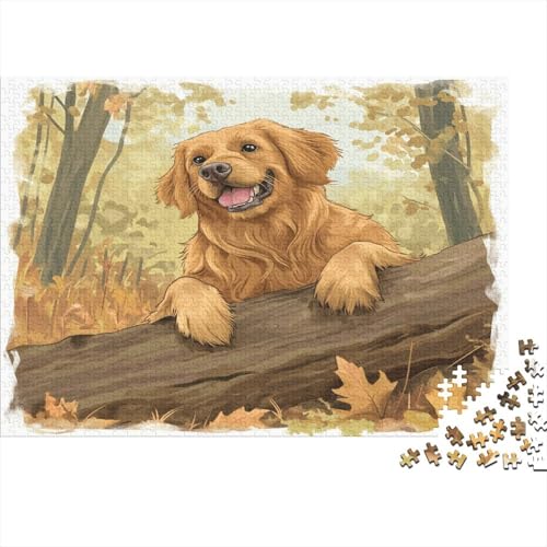 Golden Retriever 1000 Teile, Impossible Puzzle,Geschicklichkeitsspiel Für Die Ganze Familie, Erwachsenenpuzzle Ab 14 Jahren Puzzel 1000pcs (75x50cm) von BXYAFEKUD