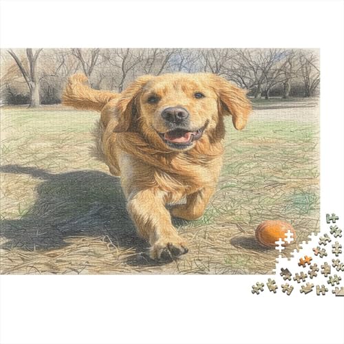 Golden Retriever 1000 Teile, Impossible Puzzle,Geschicklichkeitsspiel Für Die Ganze Familie, Erwachsenenpuzzle Ab 14 Jahren Puzzel 1000pcs (75x50cm) von BXYAFEKUD