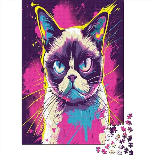Grumpy Kat 1000 Stück Puzzles Für Erwachsene Teenager Stress Abbauen Familien-Puzzlespiel Mit Poster in 1000-teiliges Puzzle Kinder Lernspiel Spielzeug Geschenk Puzzel 1000pcs (75x50cm) von BXYAFEKUD