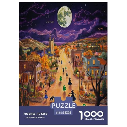 Halloween Dorf Puzzles 1000 Teile Schwer Puzzle Spielzeug Lernspiel Impossible Herausforderung Spielzeug Für Erwachsene Und Kinder Ab 12 Jahren 38x26cm/1000pcs von BXYAFEKUD