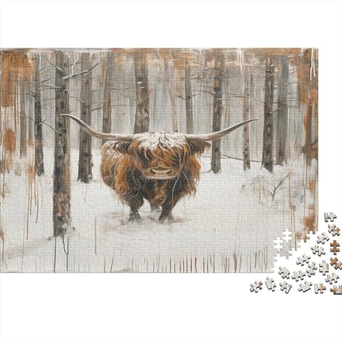 Highland Kattle Puzzle 1000 Teile Erwachsener Kniffel Spaß Für Die Ganze Familie - Abwechslungsreiche 1000 Puzzleteilige Motive Puzzle Erwachsene, Puzzel 1000pcs (75x50cm) von BXYAFEKUD