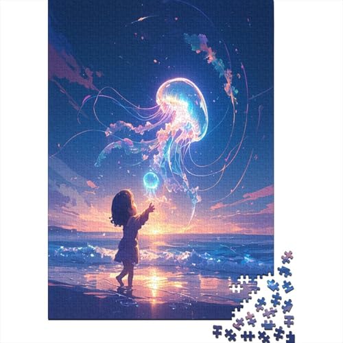 Quallen Puzzle 1000 Teile,für Erwachsene, Impossible Puzzle,farbenfrohes Legespiel,Geschicklichkeitsspiel Für Die Ganze Familie,Erwachsenenpuzzle Puzzel 1000pcs (75x50cm) von BXYAFEKUD
