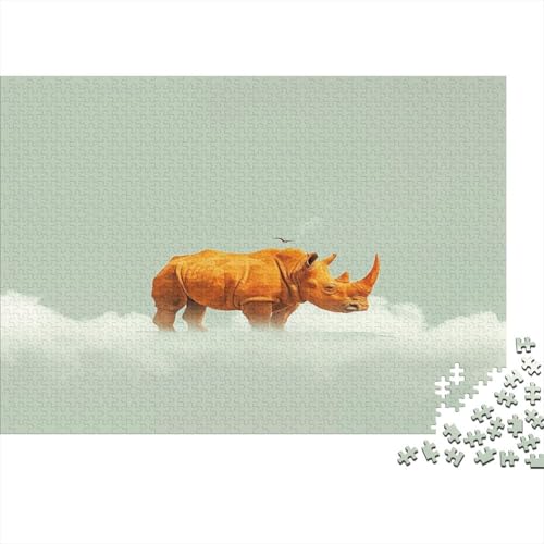 Rhinoceros 1000 Teile,Impossible Puzzle,Geschicklichkeitsspiel Für Die Ganze Familie, Erwachsenen Puzzlespiel Puzzel 1000pcs (75x50cm) von BXYAFEKUD
