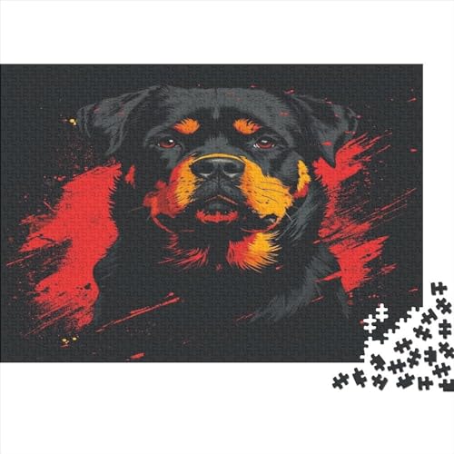 Rottweiler 1000 Stück Puzzles Für Erwachsene Teenager Stress Abbauen Familien-Puzzlespiel 1000-teiliges Puzzle Kinder Lernspiel Spielzeug Geschenk Puzzel 1000pcs (75x50cm) von BXYAFEKUD